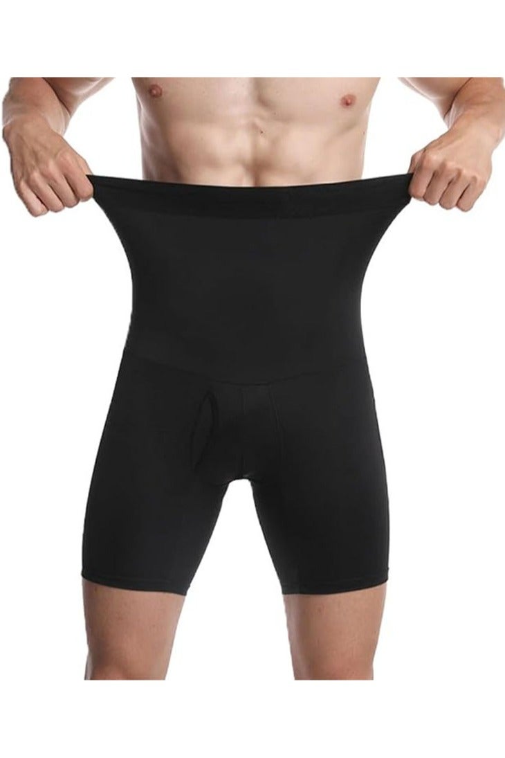 Apustim Men's Black Elastic Body Shaping Pants for Sports Exercise Muscle Fatigue Relief Body Control Daily Wear - Image 1