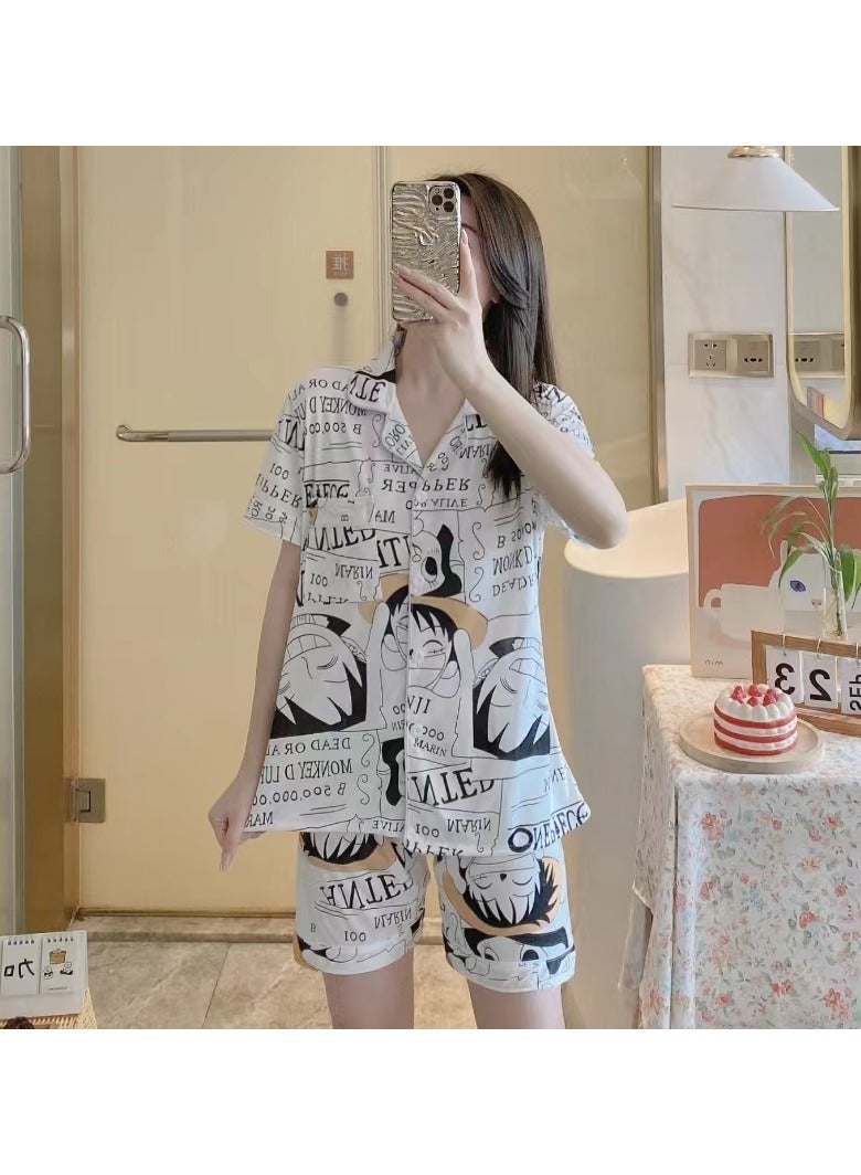 DubaiGallery Women's Collared Neck With Short Sleeve Pyjama Set
