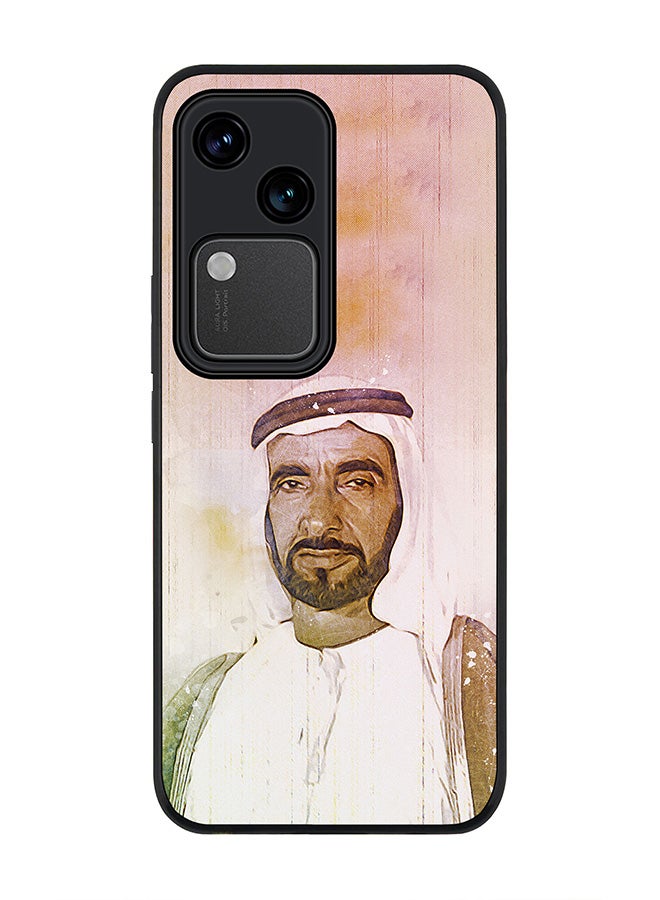 Stylizedd Rugged Black edge case for Vivo V30 5G, Slim fit Soft Case Flexible Rubber Edges Anti Drop TPU Gel Thin Cover -   The Wise Sheikh Zayed - Image 1
