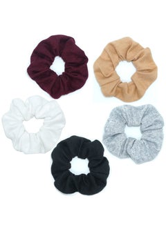 Scrunchies Hair Ties Soft Knitted Hair Bands Hair Scrunchie Holder Ponytail Scrunchy Hair Elastic for Women Ladies Cotton Scrunchy Medium Hair Accessories BlackWhiteGreyBeigeRed Soft Knitted
