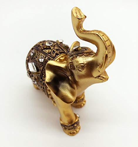 Mose Cafolo 3.8"(H) Golden Elephant Figurine Statue for Good Feng Shui Wealth Lucky for Home Decor - Image 3