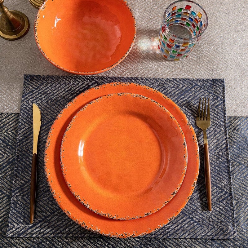 ZAROCRUS Rustic Melamine Dinner Plates 11 inch Melamine Plates Set of 6 Large SaladDessert Plates Unbreakable Colorful Serving Dishes Set for Indoor and Outdoor Assorted Color - Image 4