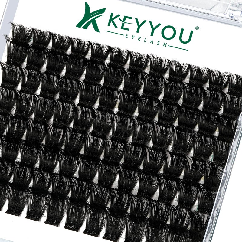 Lash Clusters 96pcs Individual Lashes Y02 D Curl 1018MIX Cluster Lashes KEYYOU Volume Wispy Lash Extension SoftComfortable Easy DIY at HomeY02D1018MIX