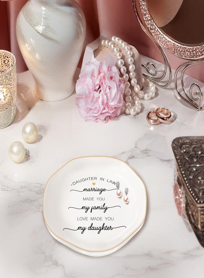 MQPPKJ Daughter in Law Gifts from Mother in Law Ceramic Ring Dish Jewelry Tray for Birthday Christmas Valentines Wedding Gift for Daughter in Law, Thank You for Loving My Daughter (White-Daughter) - Image 4