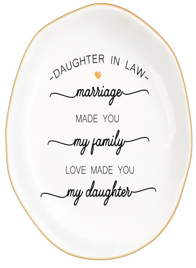 MQPPKJ Daughter in Law Gifts from Mother in Law Ceramic Ring Dish Jewelry Tray for Birthday Christmas Valentines Wedding Gift for Daughter in Law, Thank You for Loving My Daughter (White-Daughter) - Image 1