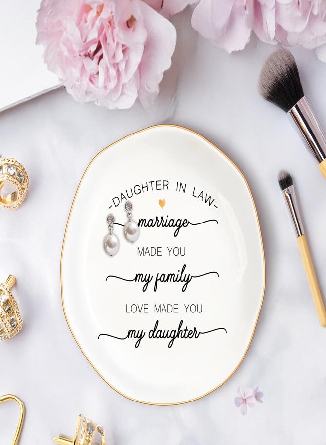 MQPPKJ Daughter in Law Gifts from Mother in Law Ceramic Ring Dish Jewelry Tray for Birthday Christmas Valentines Wedding Gift for Daughter in Law, Thank You for Loving My Daughter (White-Daughter) - Image 3