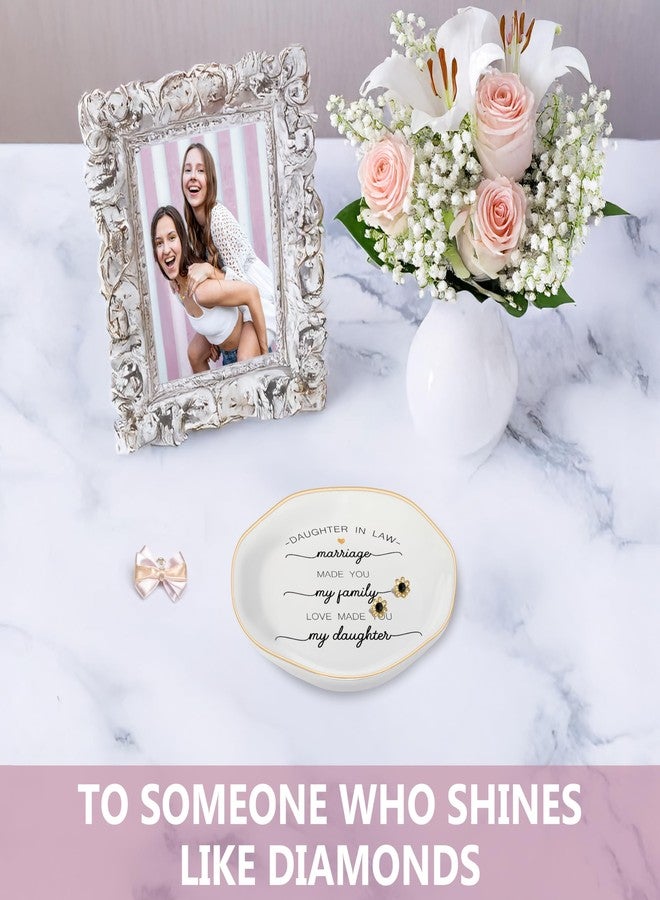 MQPPKJ Daughter in Law Gifts from Mother in Law Ceramic Ring Dish Jewelry Tray for Birthday Christmas Valentines Wedding Gift for Daughter in Law, Thank You for Loving My Daughter (White-Daughter) - Image 5