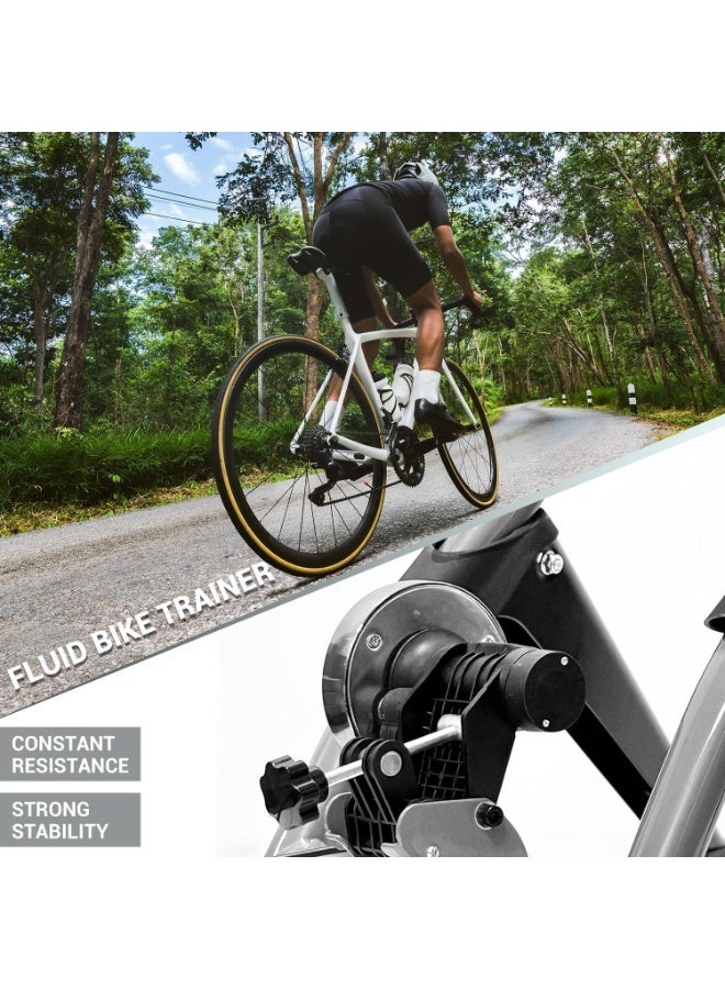 YOUWE7 Bike Trainer - Portable Fluid Stationary Bike Stand for Indoor Riding, Bike Trainer Stand with 26-29" & 700C Wheels, Quick Release Lever & Adjustable Rubber Feet,Upgraded Foldable Storage - Image 4