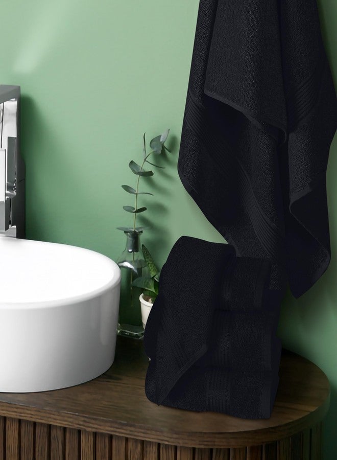 Belizzi Home مجموعة مناشف قطنية فائقة النعومة 6 قطع من بليزّي، تحتوي على 2 منشفة استحمام 28x55 بوصة، 2 منشفة يد 16x24 بوصة و 2 قطعة غسيل 12x12 بوصة، مثالية للاستخدام اليومي، مدمجة وخفيفة الوزن - سوداء - Image 3