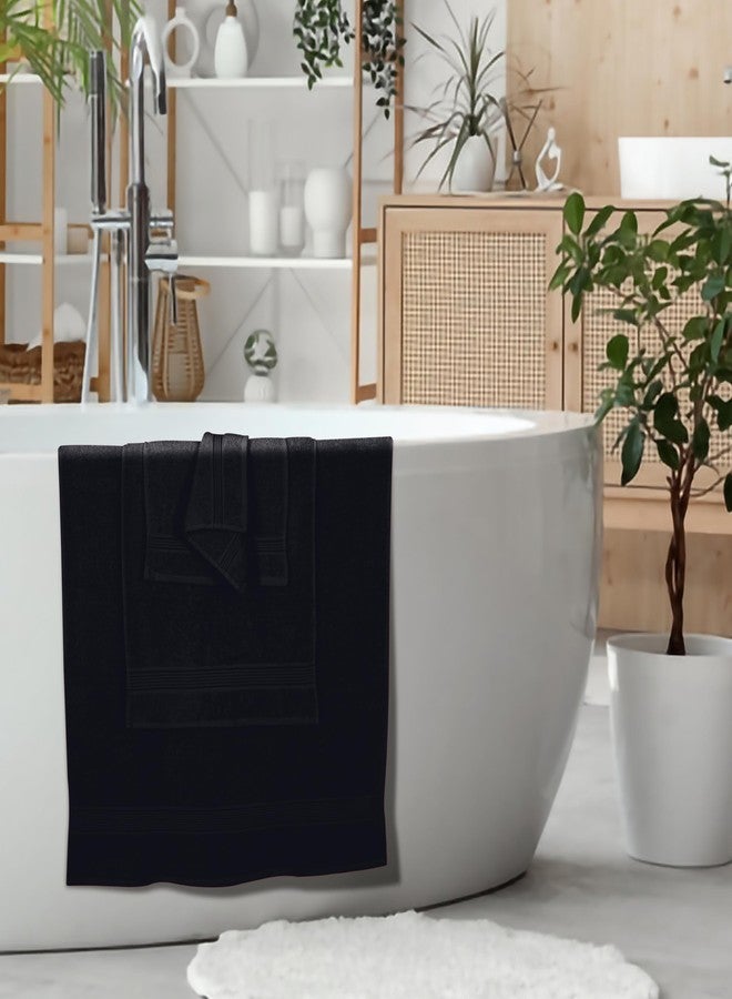 Belizzi Home مجموعة مناشف قطنية فائقة النعومة 6 قطع من بليزّي، تحتوي على 2 منشفة استحمام 28x55 بوصة، 2 منشفة يد 16x24 بوصة و 2 قطعة غسيل 12x12 بوصة، مثالية للاستخدام اليومي، مدمجة وخفيفة الوزن - سوداء - Image 5