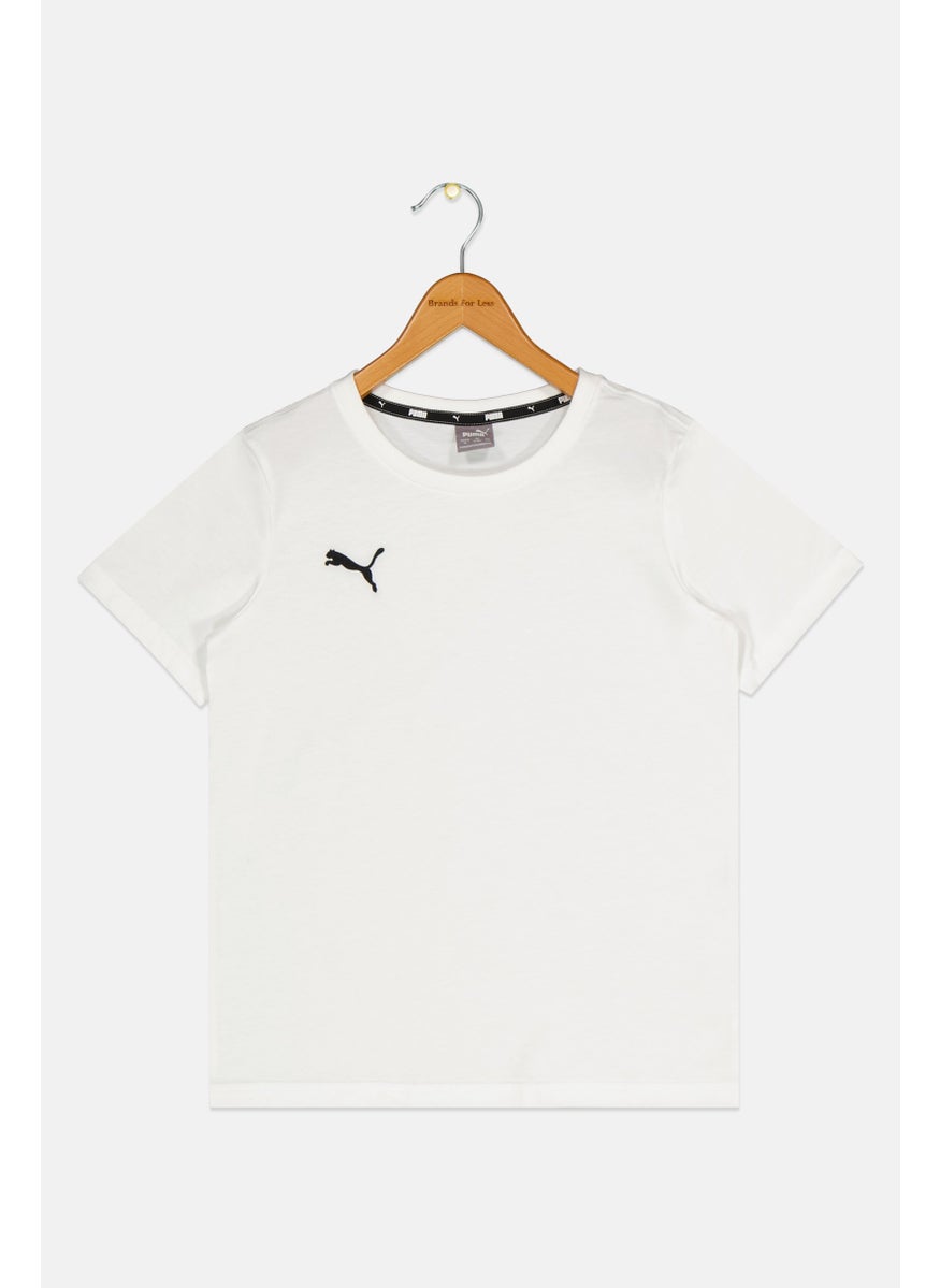 PUMA Kids Boy Embroidered Logo Short Sleeve Outdoor T-Shirt, White  - Image 1
