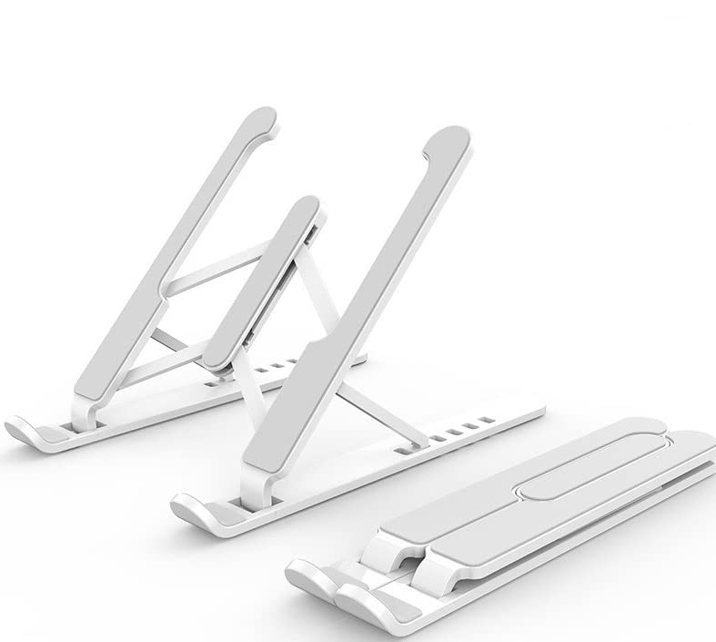 Leeonz Laptop Stand Portable Laptop Stand for Desk 6Levels Adjustable Ventilated Cooling Computer Notebook Stand Riser Folding Portable Office Holder Cooling Bracket Laptop Grey - Image 1