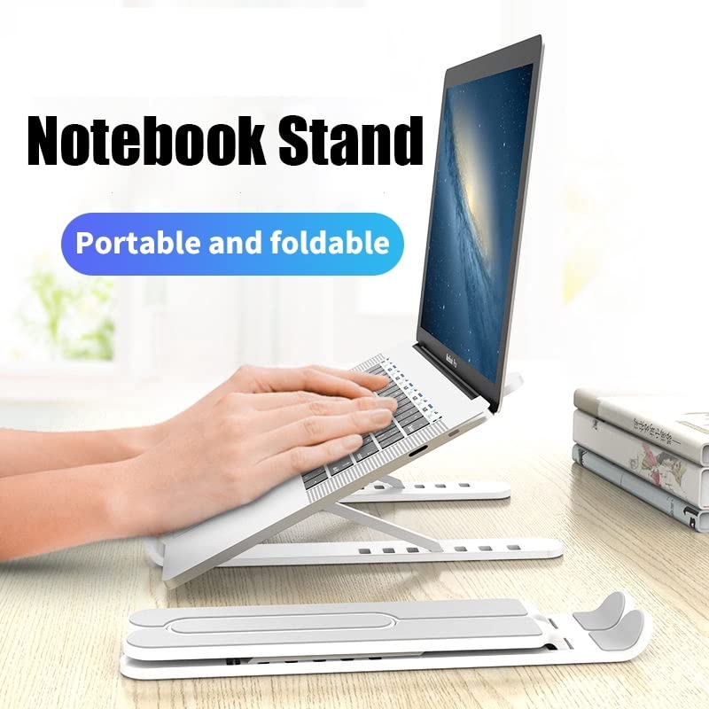 Leeonz Laptop Stand Portable Laptop Stand for Desk 6Levels Adjustable Ventilated Cooling Computer Notebook Stand Riser Folding Portable Office Holder Cooling Bracket Laptop Grey - Image 2