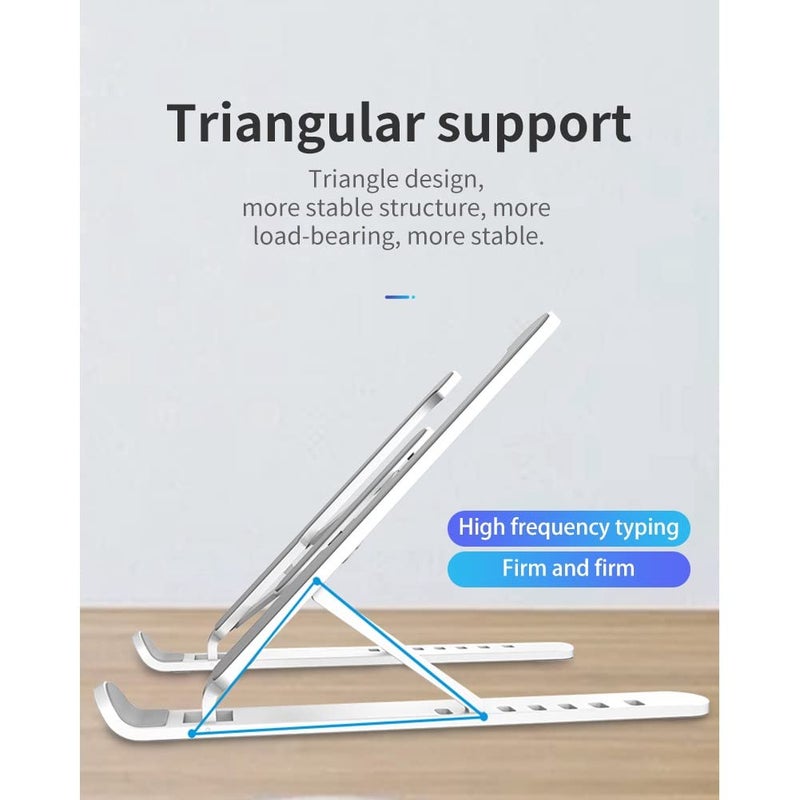 Leeonz Laptop Stand Portable Laptop Stand for Desk 6Levels Adjustable Ventilated Cooling Computer Notebook Stand Riser Folding Portable Office Holder Cooling Bracket Laptop Grey - Image 5