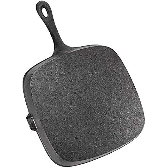 جي كيه شواية حديد زهر غير لاصقة، مقلاة شواء، موقد مربع، مقلاة شديدة التحمل، سوداء، مربعة متبلة مسبقًا، مقاومة لفرن الغاز، بدون زيت، شواية مشوية على الفحم، شواء على الفحم، قلي شرائح اللحم - Image 4