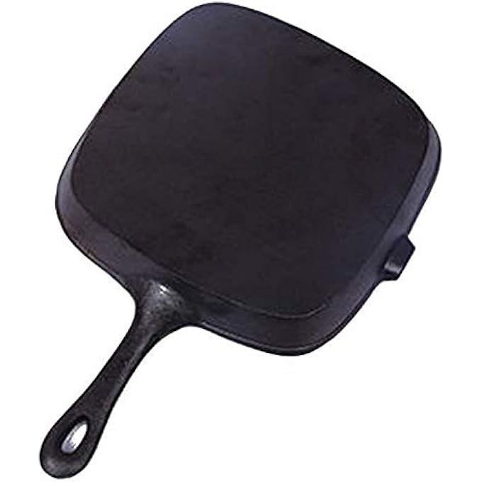 جي كيه شواية حديد زهر غير لاصقة، مقلاة شواء، موقد مربع، مقلاة شديدة التحمل، سوداء، مربعة متبلة مسبقًا، مقاومة لفرن الغاز، بدون زيت، شواية مشوية على الفحم، شواء على الفحم، قلي شرائح اللحم - Image 5