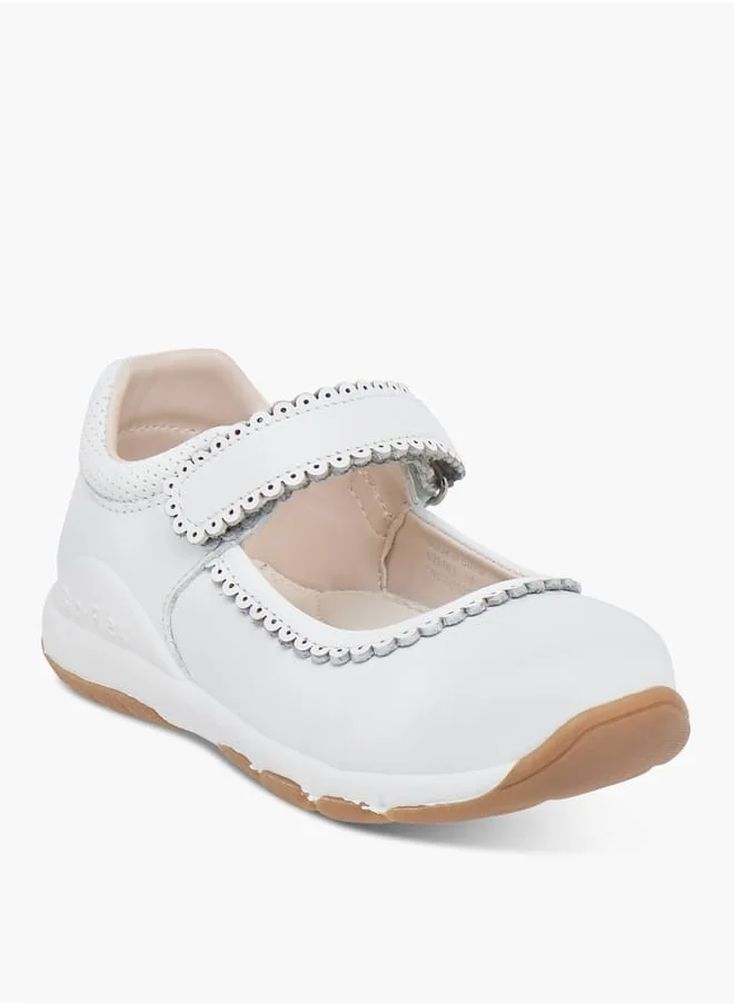 Barefeet Textured Mary Jane Shoes with Hook and Loop Closure