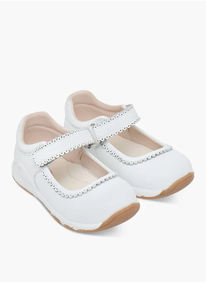 Barefeet Textured Mary Jane Shoes with Hook and Loop Closure