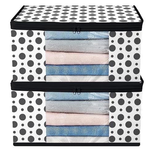 AARON INC Set of 2 Saree Cover Storage Bag for Clothes Zip Closure Saree Bags Wardrobe Organizer For Cloth Transparent Window Sadi Clothing Cover Wedding Lehenga Bag Multicolor Pack of 2 - Image 1