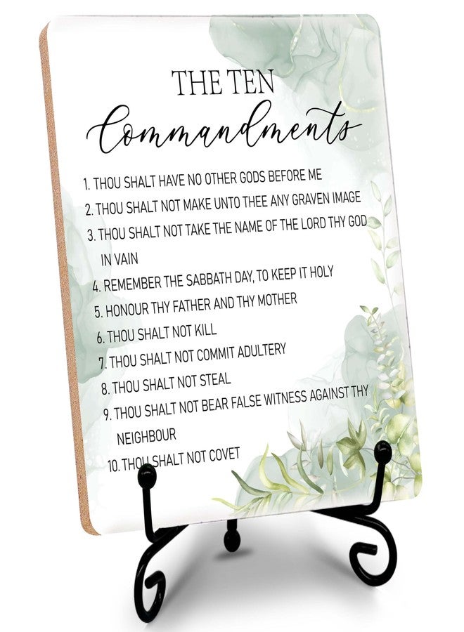 SSQBZU Christian Gifts, Home Décor Accents, The Ten Commandments, Home Decor, Wood Plaque with Stand, Thanksgiving, Christmas, Easter Gifts, Desk, Shelf Decorations, Gifts for Family, Friends, etc.(013) - Image 1