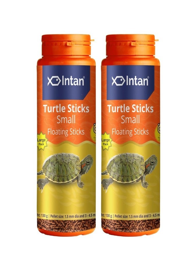 Intan Fisher Men Intan Turtle Food for All Life Stages for Growth & Health | Small Floating Sticks Suitable for All Turtles | Large Pack Turtle Feed for Better Health | 130 Gm Each, 1.5 mm Dia, Pack of 2 - Image 1