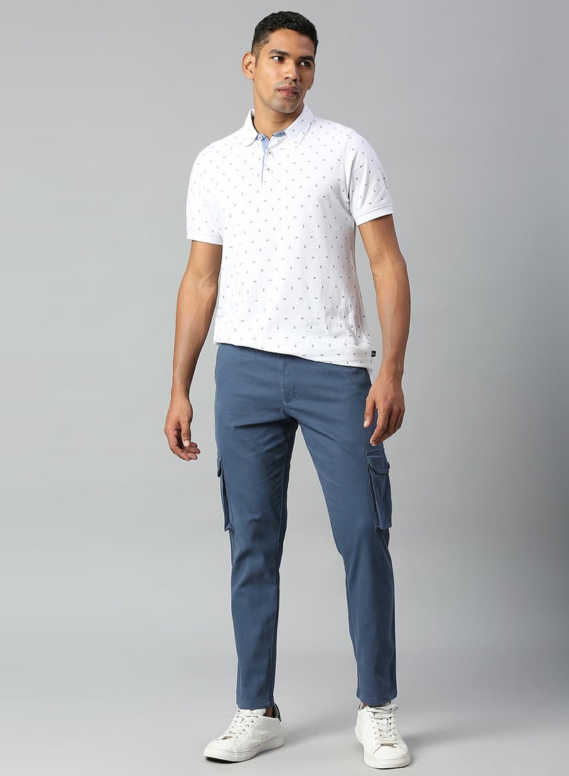 Dennis Lingo Men's Petrol Blue Tapered Fit Cargo Trousers - Casual, Full-Length  - Image 1