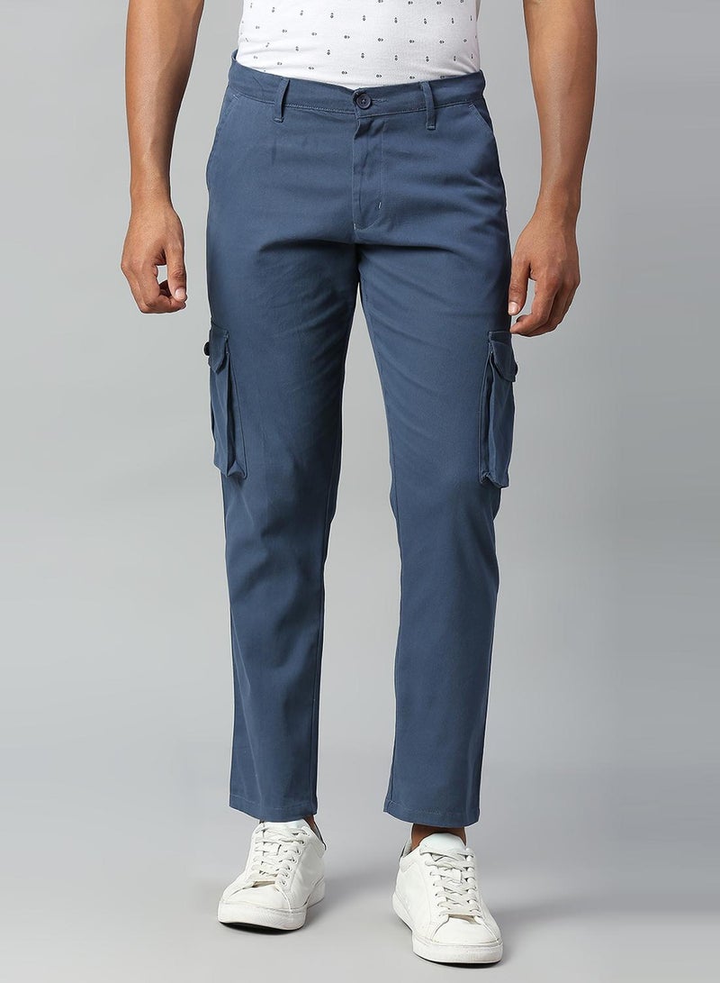 Dennis Lingo Men's Petrol Blue Tapered Fit Cargo Trousers - Casual, Full-Length  - Image 5