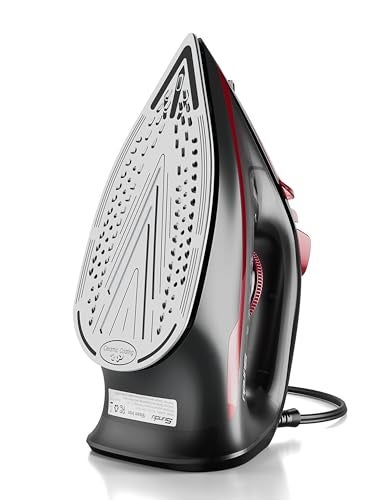 Sundu Steam Iron for Clothes with Rapid Heating Ceramic Coated Soleplate, 1500W with Precise Thermostat Dial, Self-Cleaning, Auto-Off, 15.21oz Water Tank for Home Clothes Ironing Use, Red - Image 1