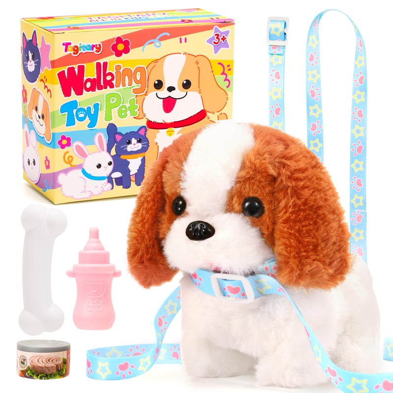 Tagitary Plush Toys Puppy Electronic Toy Walking and Barking DogsTail Wagging Fake Dog Interactive Dog Toy for Kids with LeashEaster Christmas Birthday Gift for Toddlers Kids - Image 3