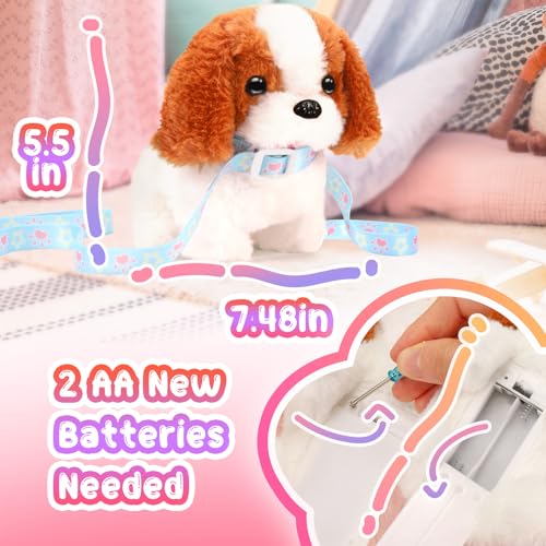 Tagitary Plush Toys Puppy Electronic Toy Walking and Barking DogsTail Wagging Fake Dog Interactive Dog Toy for Kids with LeashEaster Christmas Birthday Gift for Toddlers Kids - Image 5