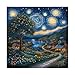 Larkipuzz Art Starry Night Landscape Puzzles for Adults 1000 Pieces Challenging Van Gogh Plant Tree Wildflower Jigsaw Puzzles Aesthetic Painting Nature Floral Moon Town Village Puzzle - Image 4