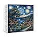 Larkipuzz Art Starry Night Landscape Puzzles for Adults 1000 Pieces Challenging Van Gogh Plant Tree Wildflower Jigsaw Puzzles Aesthetic Painting Nature Floral Moon Town Village Puzzle - Image 2