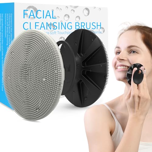 BEAUTAIL Silicone Face Scrubber 2 Pack Manual Facial Cleansing Brush Gentle Face Exfoliator for Sensitive Skin Skin Care Exfoliating Face Brush for Men and Women BlackStarlight - Image 1