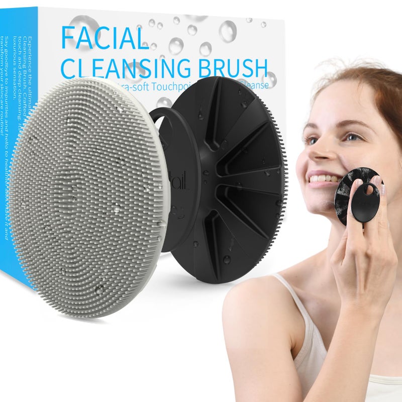 BEAUTAIL Silicone Face Scrubber 2 Pack Manual Facial Cleansing Brush Gentle Face Exfoliator for Sensitive Skin Skin Care Exfoliating Face Brush for Men and Women BlackStarlight - Image 3