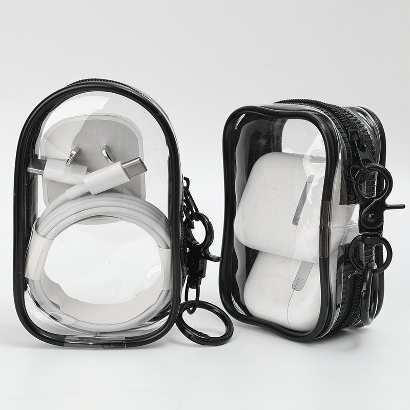 Data Cable Storage Bag - Earphone Coin Storage Pouches - Jewelry Organizer - for Charger, Gadget - Transparent, Portable, Thicken - Square/Round PVC Cosmetic Bags - Image 5