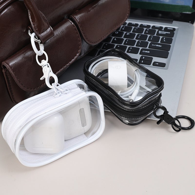 Data Cable Storage Bag - Earphone Coin Storage Pouches - Jewelry Organizer - for Charger, Gadget - Transparent, Portable, Thicken - Square/Round PVC Cosmetic Bags - Image 4