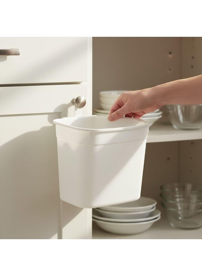Dunya Plastik Hanging kitchen dustbin bucket 7 liter waste bin for cabinet doors space saving garbage container for food scraps & trash 27.8 x 17.8 x 23.3 cm white - Image 3