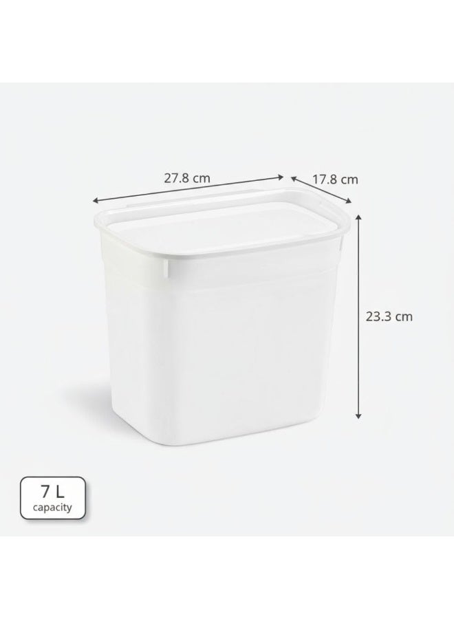 Dunya Plastik Hanging kitchen dustbin bucket 7 liter waste bin for cabinet doors space saving garbage container for food scraps & trash 27.8 x 17.8 x 23.3 cm white - Image 5