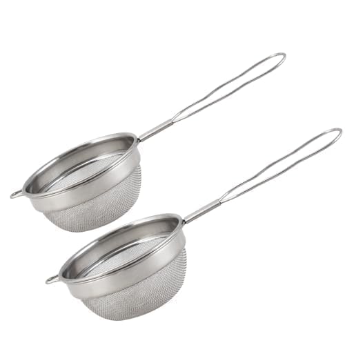 PLUMM Get Plumm Stainless Steel Strainer for Tea Pack of 2 Strainer for Kitchen Strainer for Tea Daily Use Strainer Tea and Coffee Strainer Chai Channi 2 Pcs 8cm 9cm  - Image 1
