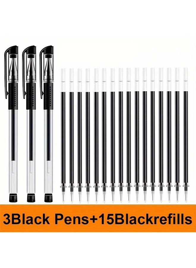 مجموعة 18 قلم جل حبر أسود 0.5 مم، أقلام كاواي لطيفة، مثالية للاستخدام في المدرسة والمكتب - Image 1