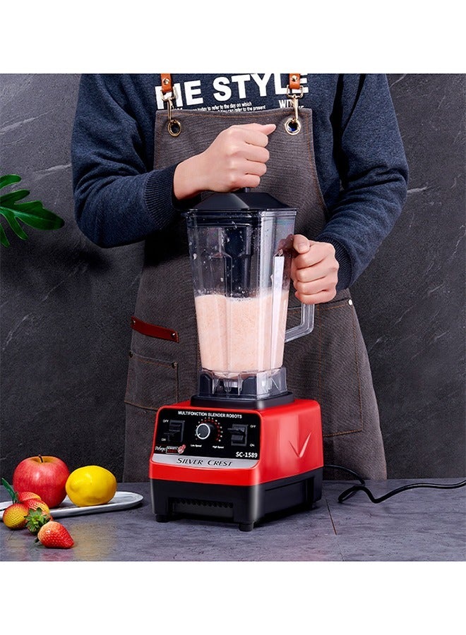 SILVER CREST 15-Speeds Multifunctional Electric Countertop Blender Double Cups Electric Ice Crusher 2.5L SC-1589 Black/Red - Image 3