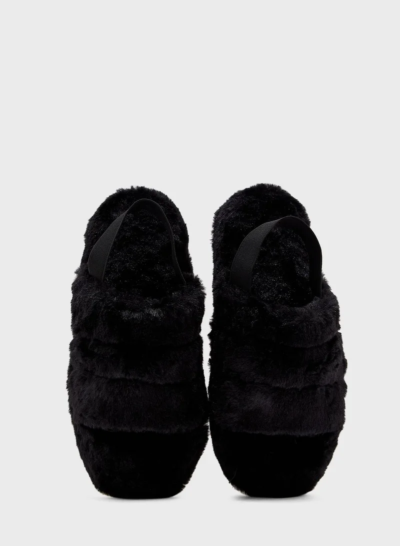 Ginger Quilted Furry Slingback Bedroom Slipper