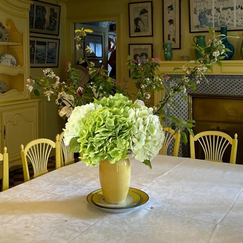 YalzoneMet Hydrangea Artificial Flower Natural Lifelike Real 21 inch Latex Long Stem 2 Light Green+2 Dark Green Hydrangea Flower Bouquets for Home Party Outdoor Wedding Table Centerpiec Decor - Image 4