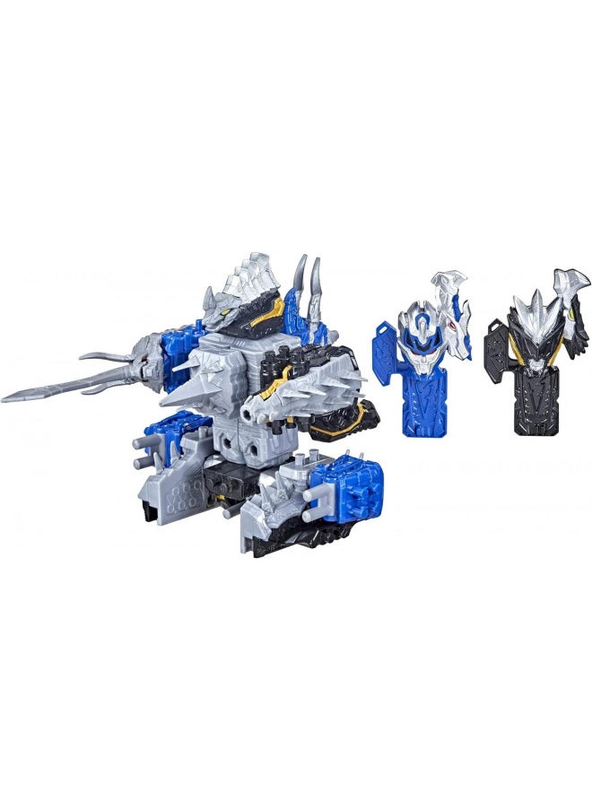 POWER RANGERS Power Rangers Dino Fury Blue Tricera Blade and Black Stego Spike Zord Toys for Kids Ages 4 and Up Zord Link Mix-and-Match Custom Build System  - Image 3
