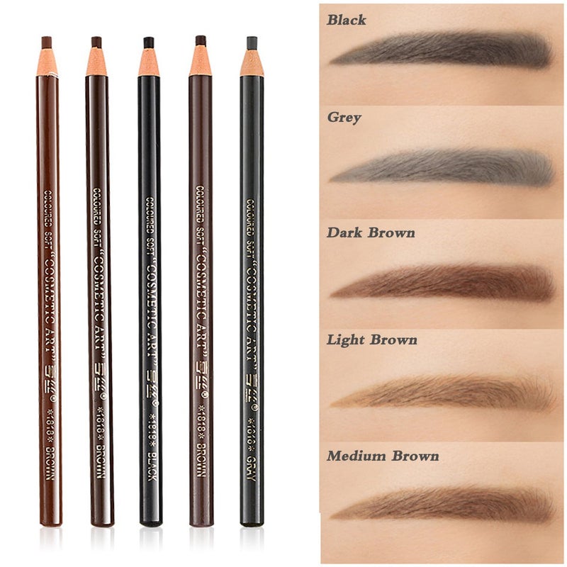 Queenland 5 COLORS Set Eyebrow Pencil Drawing Eye Brow Pen Peel Off Makeup Cosmetic - Image 2