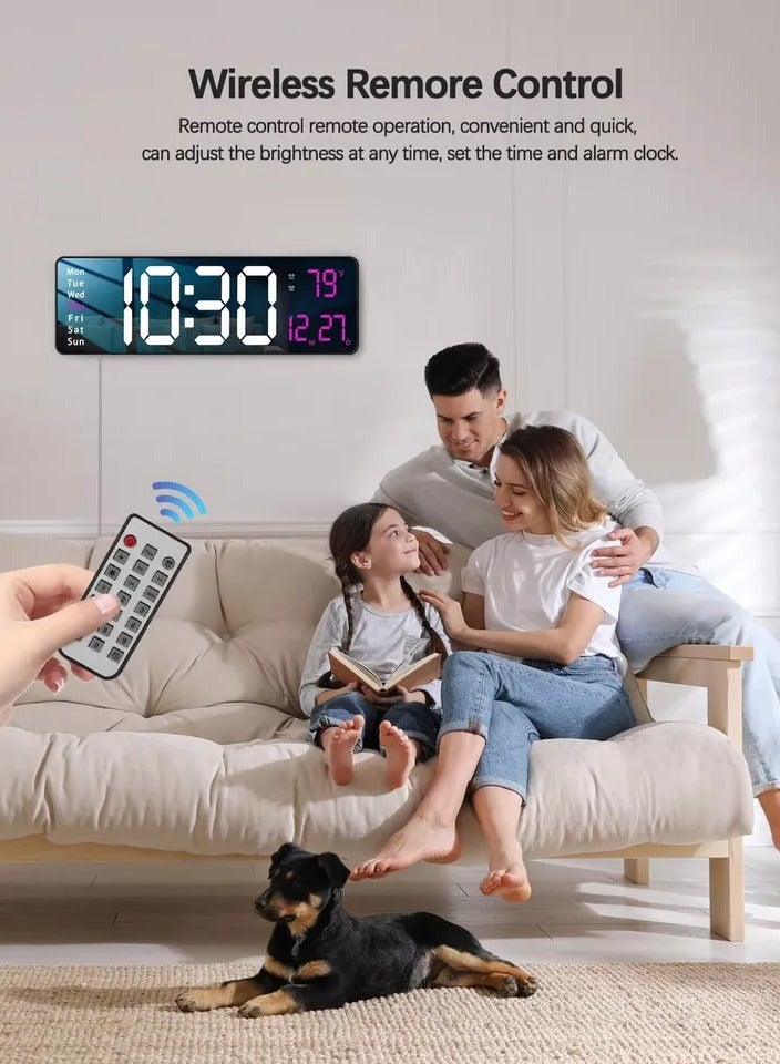 شوبيت ساعة حائط رقمية 16.2 بوصة شاشة عرض كبيرة مع جهاز تحكم عن بعد لديكور غرفة المعيشة، ساعة كبيرة مع درجة حرارة التاريخ والأسبوع - Image 4