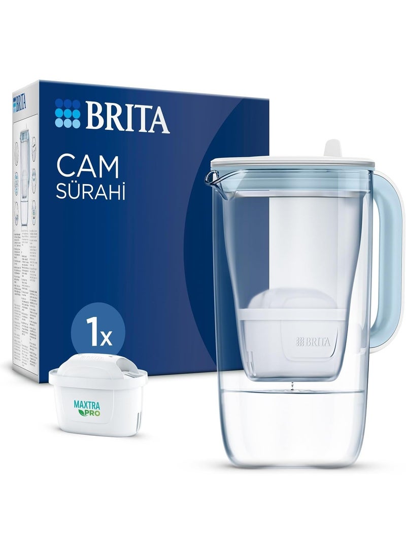 جردل زجاجي مع فلتر لتنقية المياه - أزرق فاتح (2.5 لتر)