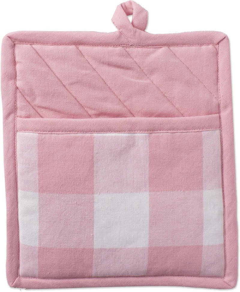 DII Buffalo Check Kitchen Collection, Classic Farmhouse Kitchen Set, Potholder, One Size, Pink &White, 2 Piece - Image 2