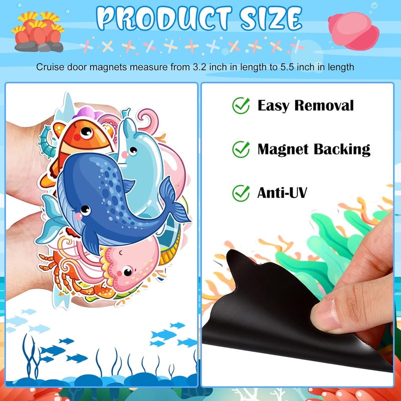 LEIFIDE 12 Pcs Cruise Door Decorations Magnetic Ocean Car Magnets Cruise Door Magnet Stickers Decorations Ocean Fridge Decor for Carnival Refrigerator(Sea Animal) - Image 3