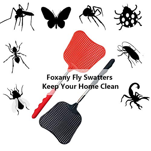 foxany Fly Swatters Extendable, Durable Plastic Fly Swatter Heavy Duty Set, Telescopic Flyswatter with Stainless Steel Handle for Indoor/Classroom/Office (3 Pack) - Image 2